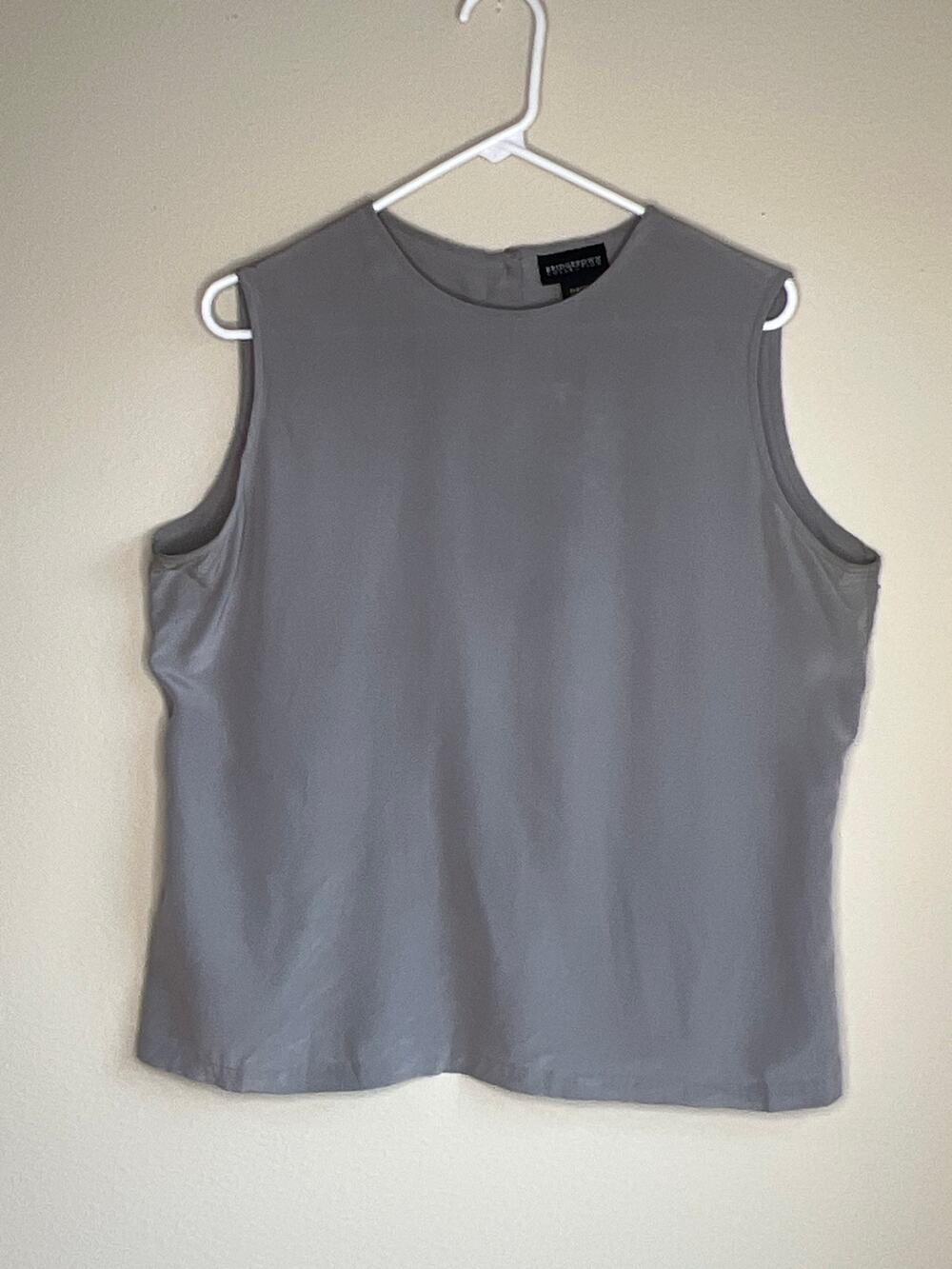Vintage Bridgetown Collection 100% Silk Button Back Tank Top Grey XL